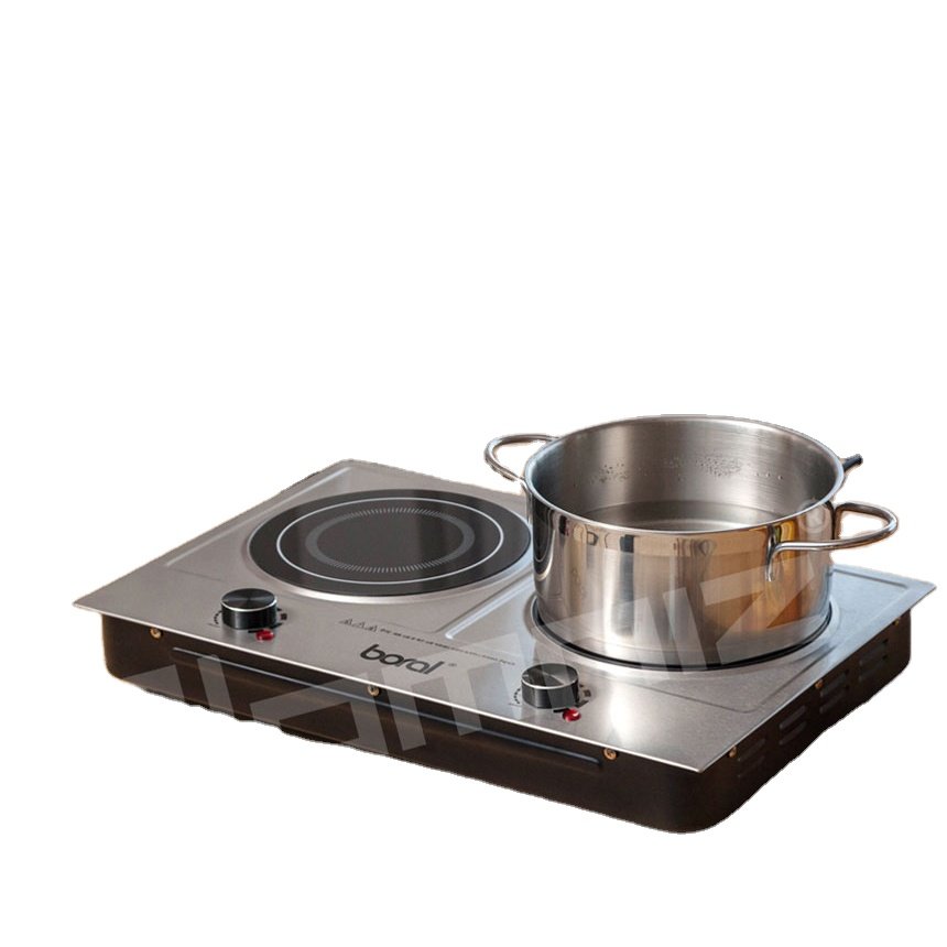 No Radiation Free Sample Electric Newest Stainless Steel Double Burners Good for Human Body Induction Infrared Cookers